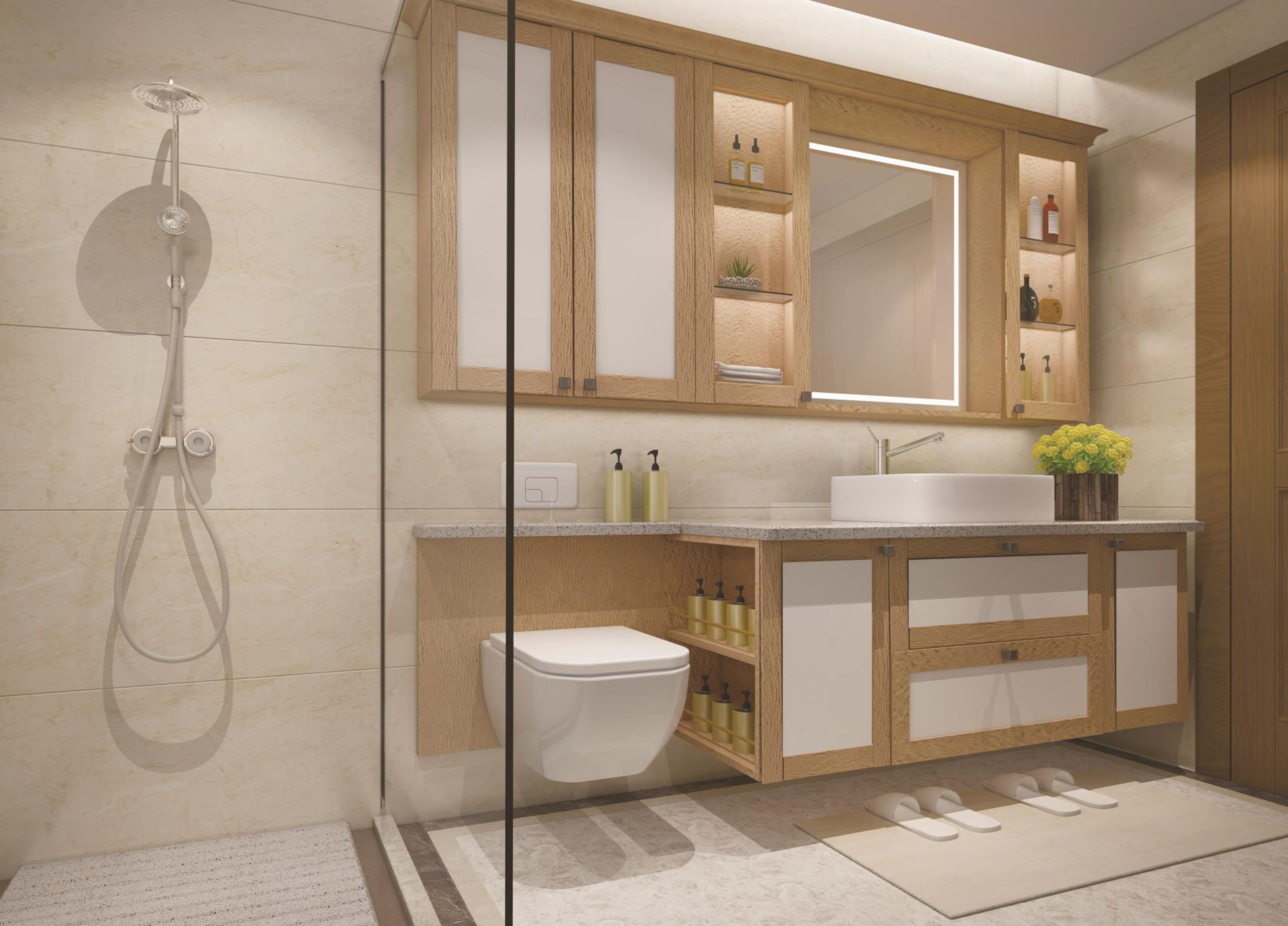 bathroom cabinet  moist-proof melamine quartz worktop