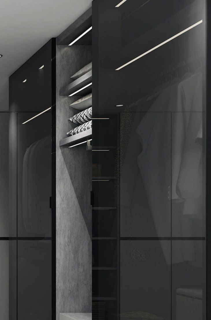 Modern Gray Simple Design Wardrobe Cabinet