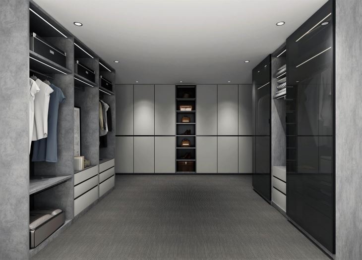 Modern Gray Simple Design Wardrobe Cabinet